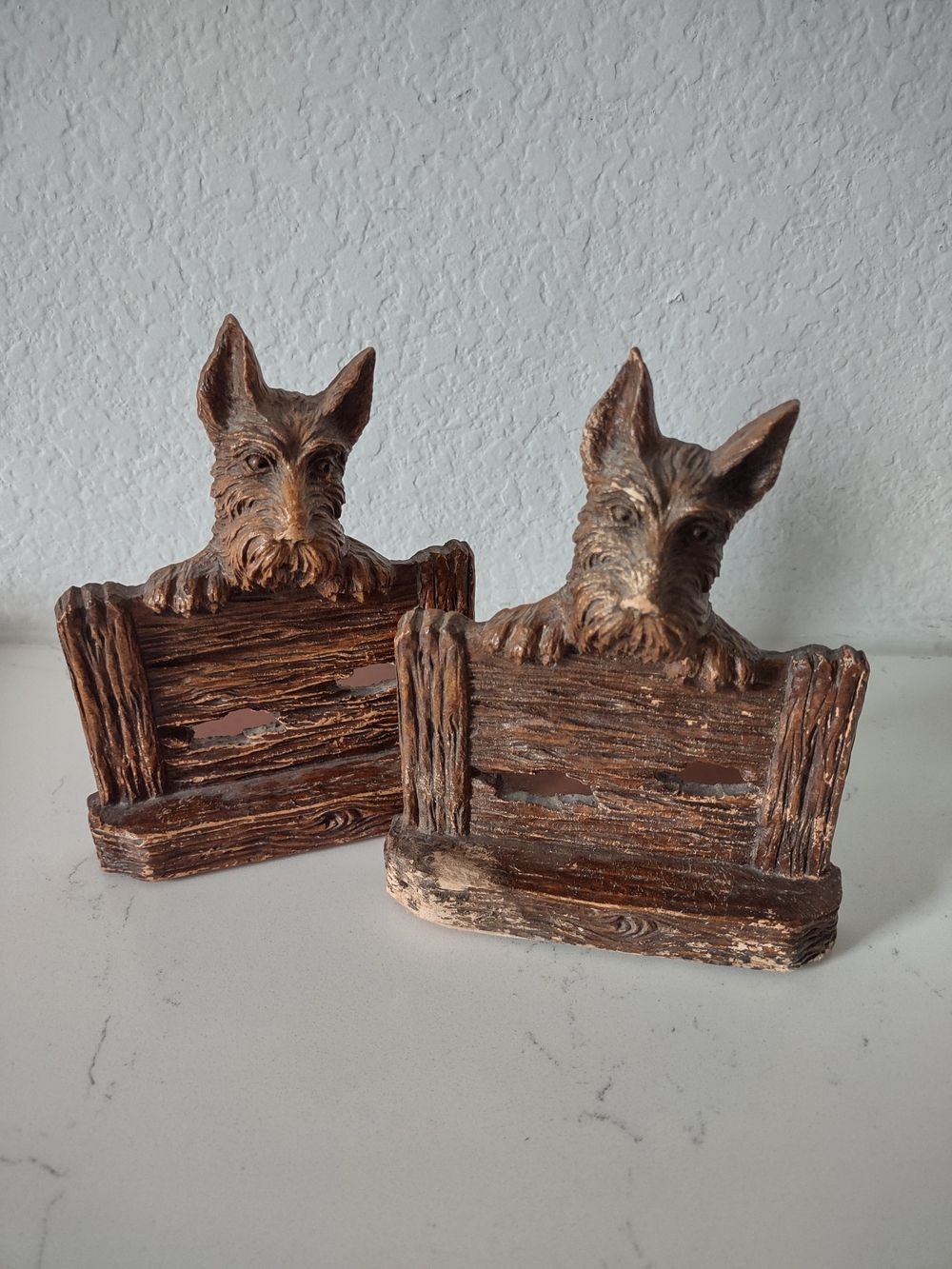 Pair of Rustic Brown Dog Bookends
